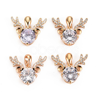 Brass Micro Cubic Zirconia Pendants GLAA-S193-014-1