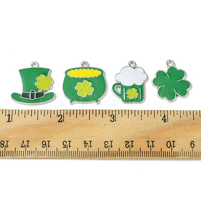 8Pcs 4 Style Saint Patrick's Day Theme Alloy Enamel Pendants ENAM-FS0001-72-1