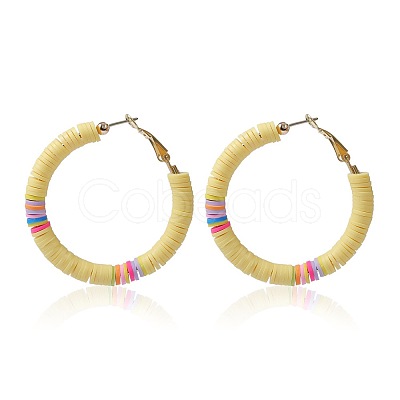 Bohemia Style Colorful Clay Beads Hoop Earrings JQ3310-7-1