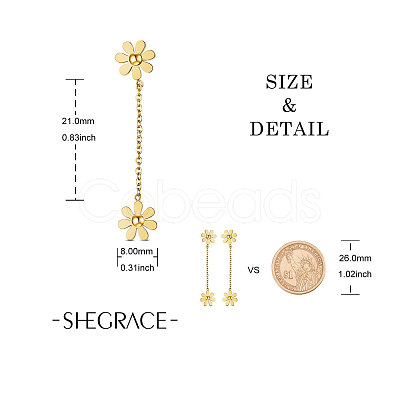 SHEGRACE Titanium Steel Dangle Stud Earrings JE685B-1