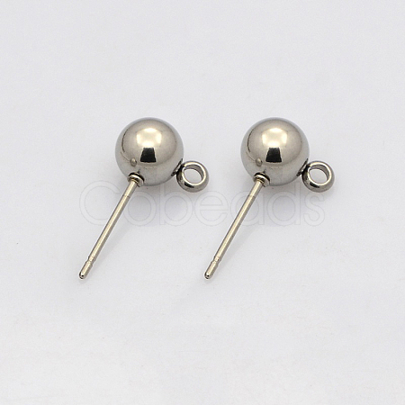 Non-Tarnish 304 Stainless Steel Stud Earring Findings STAS-N019-19-6mm-1