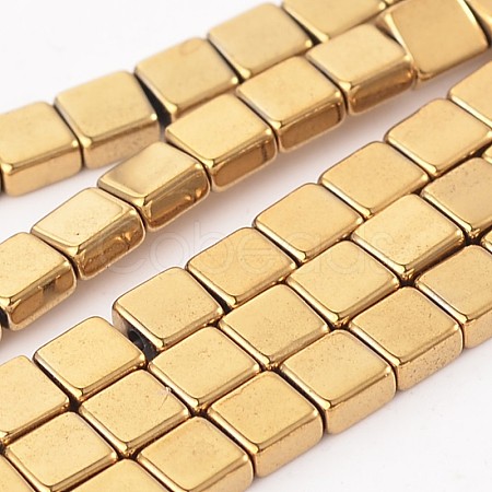 Electroplate Non-magnetic Synthetic Hematite Square Bead Strands G-L368-02B-1