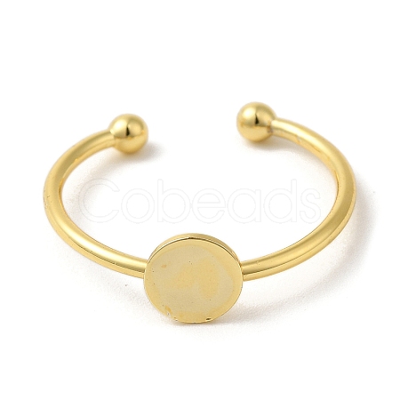 Rack Plating Brass Open Cuff Pad Ring Settings KK-F873-39G-1