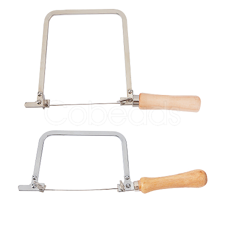   2 Pcs 2 Sizes 50# Steel Wire with Wood Handle Saw Frame TOOL-PH0001-26-1