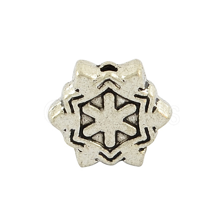Tibetan Style Alloy Snowflake Beads X-TIBEB-6033-AS-NR-1