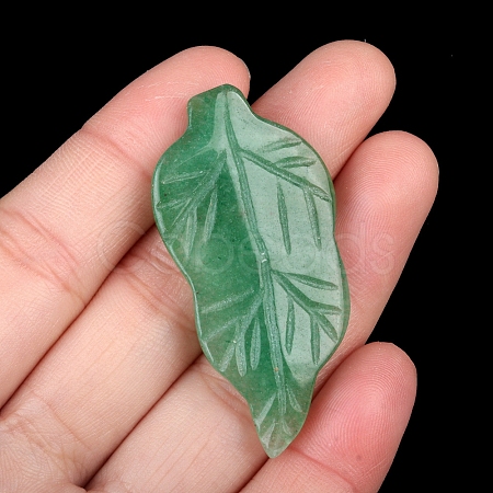 Natural Green Aventurine Carved Healing Leaf Stone PW-WG31545-03-1