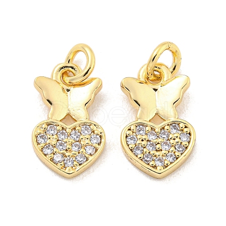 Brass Micro Pave Clear Cubic Zirconia Charms KK-Z044-22G-1