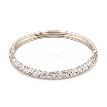 Brass Micro Pave Cubic Zirconia Bangles BJEW-F416-02P-1