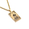 304 Stainless Steel Curb Chain Rectangle with Constellation Pendant Necklaces, Golden, Aquarius, 23.62 inch(60cm)