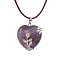 Natural Amethyst Heart Pendant Necklace with Cowhide Leather Cords, 20-1/8 inch(51cm)