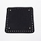 Square PU Leather Purse Bottom, with Iron Findings, Knitting Bag Accessories, Black, 15x15x0.35~1cm, Hole: 5mm