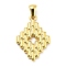 304 Stainless Steel Pendants, Rhombus Charm, Golden, 26x18x2.5mm, Hole: 5x3mm