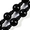 Natural Black Onyx 3-Hole Guru Beads Strands, Dyed & Heated, for Buddhist Jewelry Making, T-Drilled Beads, Gourd, 26x16mm, Hole: 2mm and 3mm