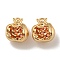 Brass Micro Pave Clear Cubic Zirconia Charms, Real 18K Gold Plated, Oval, Dark Orange, 10.5x9.5x6.5mm, Hole: 1.5mm