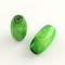 Dyed Natural Wood Beads, Egg Shaped Rugby Wood Beads, Oval/Oblong, Lead Free, Green, 6x4~5mm, Hole: 2mm, about 22000pcs/1000g