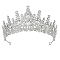 Alloy Rhinestone Crown Hair Bands for Girls Women Party Decoration, Crystal, 70x150mm