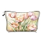 Flower Print Polyester Cosmetic Zipper Pouches, Waterproof Clutch Bag, Toilet Bag for Women, Tomato, 21x18x13.5cm