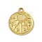 304 Stainless Steel Pendant Cabochon Settings, Flat Round with Sun, Golden, Tray: 5mm, 21x18x2mm, Hole: 2.3mm