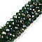 Electroplate Glass Beads Strands, AB Color Plated, Faceted, Rondelle, Dark Green, 6x5mm, Hole: 1mm, about 84~85pcs/strand, 16.34~16.54 inch(41.5~42cm)