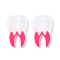 Two Tone Acrylic Pendants, Tooth Shapes, Hot Pink, 39.5x25.6x4mm, Hole: 2mm