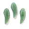 Natural Green Aventurine Pendants, Carved Wing Charms, 40~40.5x14.5~16x7.5~8.5mm, Hole: 1.4~1.5mm