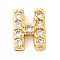 Rack Plating Brass Micro Pave Cubic Zirconia Cabochons, Cadmium Free & Lead Free, Long-Lasting Plated, Real 18K Gold Plated, Letter H, 6x4.5x2mm