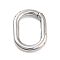 Brass Spring Gate Rings, Long-Lasting Plated, Lead Free & Cadmium Free, Oval, Platinum, 19.5x14.5x2.5mm, Hole: 14x9.5mm