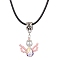 Glass Seed Beads & Glass Pearl Angel Pendant Necklaces, Imitation Leather Cord Necklaces for Women, Pink, 17.60 inch(44.7cm)