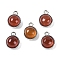 Natural Carnelian Pendants, with Platinum Tone Rack Plating Brass, Flat Round, 9.8x7.5x4.3mm, Hole: 1.2mm