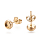 Ion Plating(IP) 304 Stainless Steel Stud Earring Settings, with Ear Nuts, Flat Round, Golden, 6.5mm, Pin: 0.8mm, Tray: 4mm