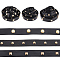 ARRICRAFT 3 Styles Brass Round & Square & Imitation Pearl Stud Black PU Leather Trimmings, Golden, 1.95~2x0.1~0.7mm, about 2.74m/style