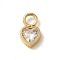 Ion Plating(IP) 304 Stainless Steel with Rhinestone Charms, Real 14K Gold Plated, Heart Charm, Crystal, 9x5.5x3mm, Hole: 2mm