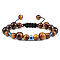 Round Natural Tiger Eye Braided Beaded Bracelets, Adjustable Evil Eye Resin Bracelets for Women Men