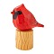 Wooden Birds and Tree Stump Ornaments, for Home Desk Display Decorations, Red, 96.5x41.5x56mm