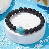 Natural Lava Rock & Synthetic Turquoise Turtle Beaded Stretch Bracelet BJEW-JB09699-04-2