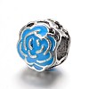 Large Hole Rose Flower Alloy Enamel European Beads MPDL-L013-01E-2