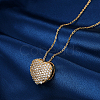 Brass Micro Pave Cubic Zirconia Heart Pendant Necklaces for Women RK4443-1-1