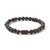 Natural Serpentine & Synthetic Non-magnetic Hematite Beads Energy Stretch Bracelets Set BJEW-JB07142-05-6