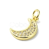 Moon Theme Brass Micro Pave Clear Cubic Zirconia Charms KK-H475-57G-06-2