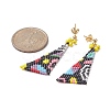 Glass Seed Braided Triangle Dangle Earrings EJEW-MZ00068-2