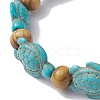 Beach Turtle Dye Synthetic Turquoise Beaded Stretch Barcelets BJEW-JB10291-01-3