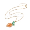 Natural Aventurine Braided Carrot Pendant Necklace NJEW-TA00036-1