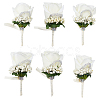 Cloth Rose Flower Boutonniere Brooch with Rhinestone AJEW-WH0258-294C-1