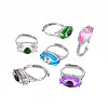 Evil Eye Glass Ajuastable Rings RJEW-S048-002P-NF-1