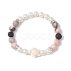 8mm Round Gemstone & Shell Pearl Beaded Stretch Bracelets BJEW-JB10317-3