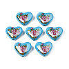 Flower Printed Opaque Acrylic Heart Beads SACR-S305-28-O04-1