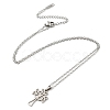 Non-Tarnish 201 Stainless Steel Cross with Sailor's Knot Pendant Necklace with Cable Chains NJEW-Q317-11P-1