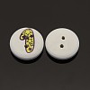 2-Hole Flat Round Number Printed Wooden Sewing Buttons BUTT-M002-13mm-1-2