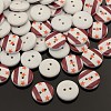 2-Hole Flat Round Star Printed Wooden Sewing Buttons BUTT-M004-13mm-05-1