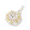 3 Pcs Glass Rhinestone with Acrylic Pearl Pendants PALLOY-MZ00251-4